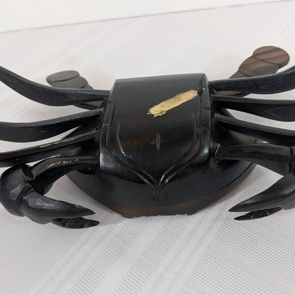 Large hand-carved wooden crab trinket holder from Philippines - 14 inch - Picture 9 of 10